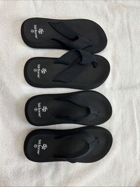 2 SETS of Women's Black Foam Strap Flip Flop Sandals